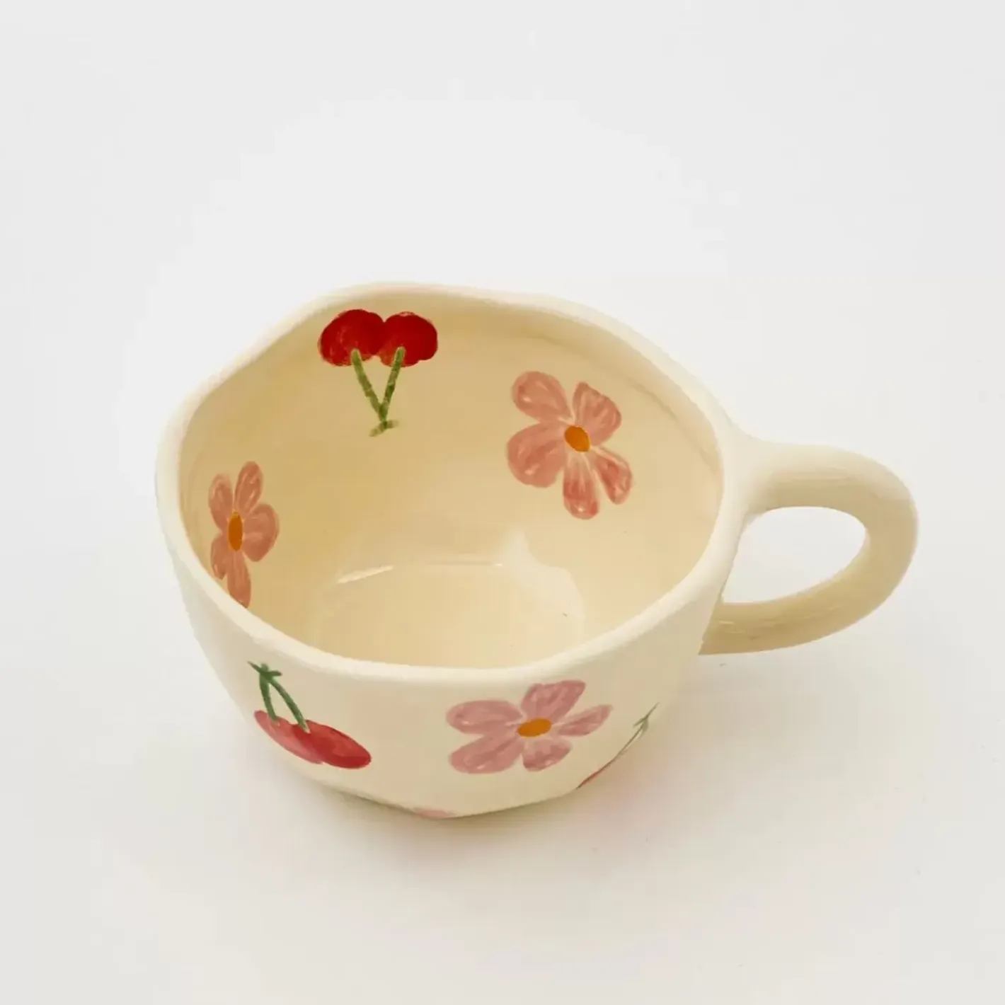 Discount Painted Cherry Ceramic Mug Red Mugs & Teacups