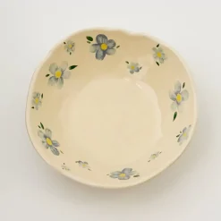 Online Painted Daisy Ceramic Bowl Blue Tableware