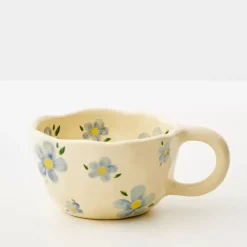 Sale Painted Daisy Ceramic Mug Blue Mugs & Teacups