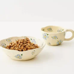 Sale Painted Daisy Ceramic Mug Blue Mugs & Teacups