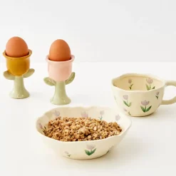 Discount Painted Tulip Ceramic Bowl Purple Tableware