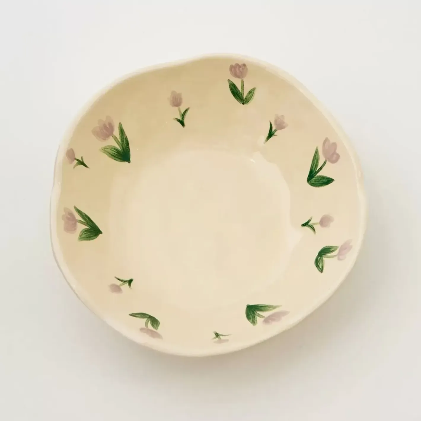 Discount Painted Tulip Ceramic Bowl Purple Tableware