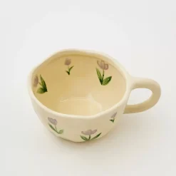 Online Painted Tulip Ceramic Mug Purple Mugs & Teacups