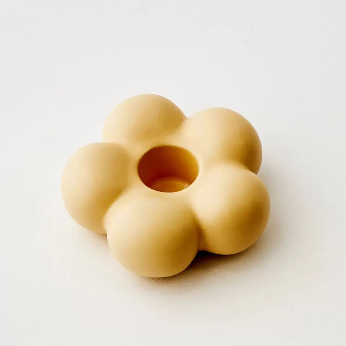 Clearance Petal Ceramic Taper Candle Holder Yellow Candle Holders