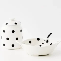 Polka Dot Ceramic Canister White Kitchen Accessories
