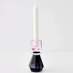 Queen Crystal Taper Candle Holder Black Pink Candle Holders