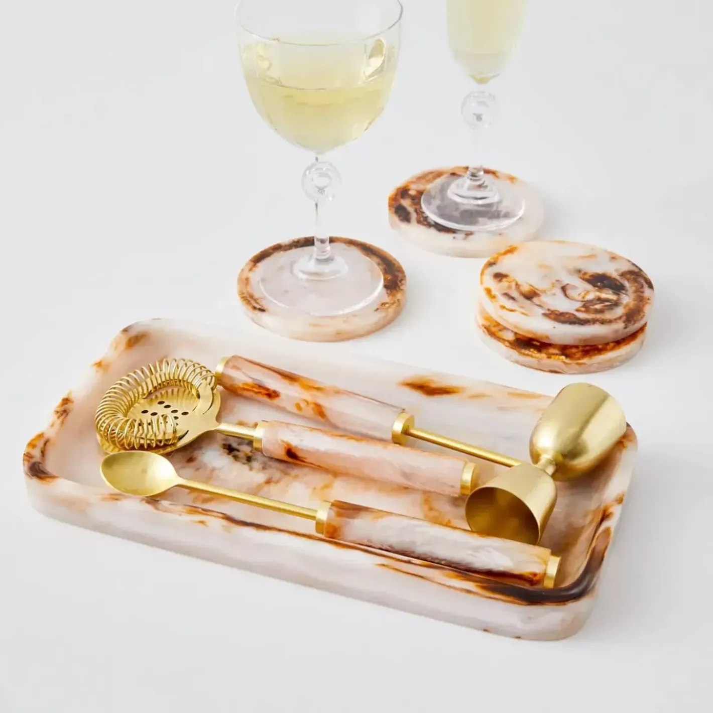 Discount Resin Coasters 4 Pack Tortoiseshell Tableware