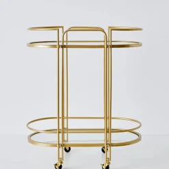Online Retro Two-Tier Metal Bar Cart Gold Bar Tools & Accessories