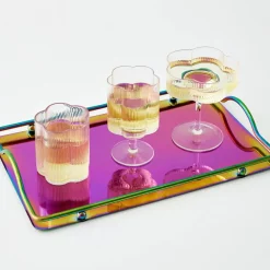 Online Ribbed Flower Champagne Glass Wine Glasses