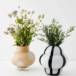 Hot Ribboned Coloured Glass Vase White/Black Vases