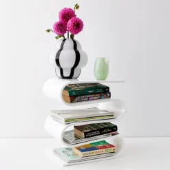 Hot Ribboned Coloured Glass Vase White/Black Vases