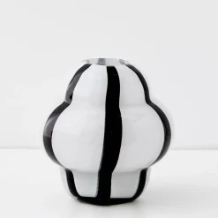 Hot Ribboned Coloured Glass Vase White/Black Vases