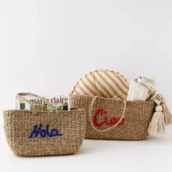 Discount Riviera Rattan Basket Shopper Set Decorative Objects & Trays