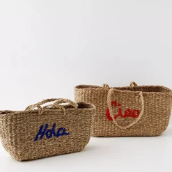 Discount Riviera Rattan Basket Shopper Set Decorative Objects & Trays