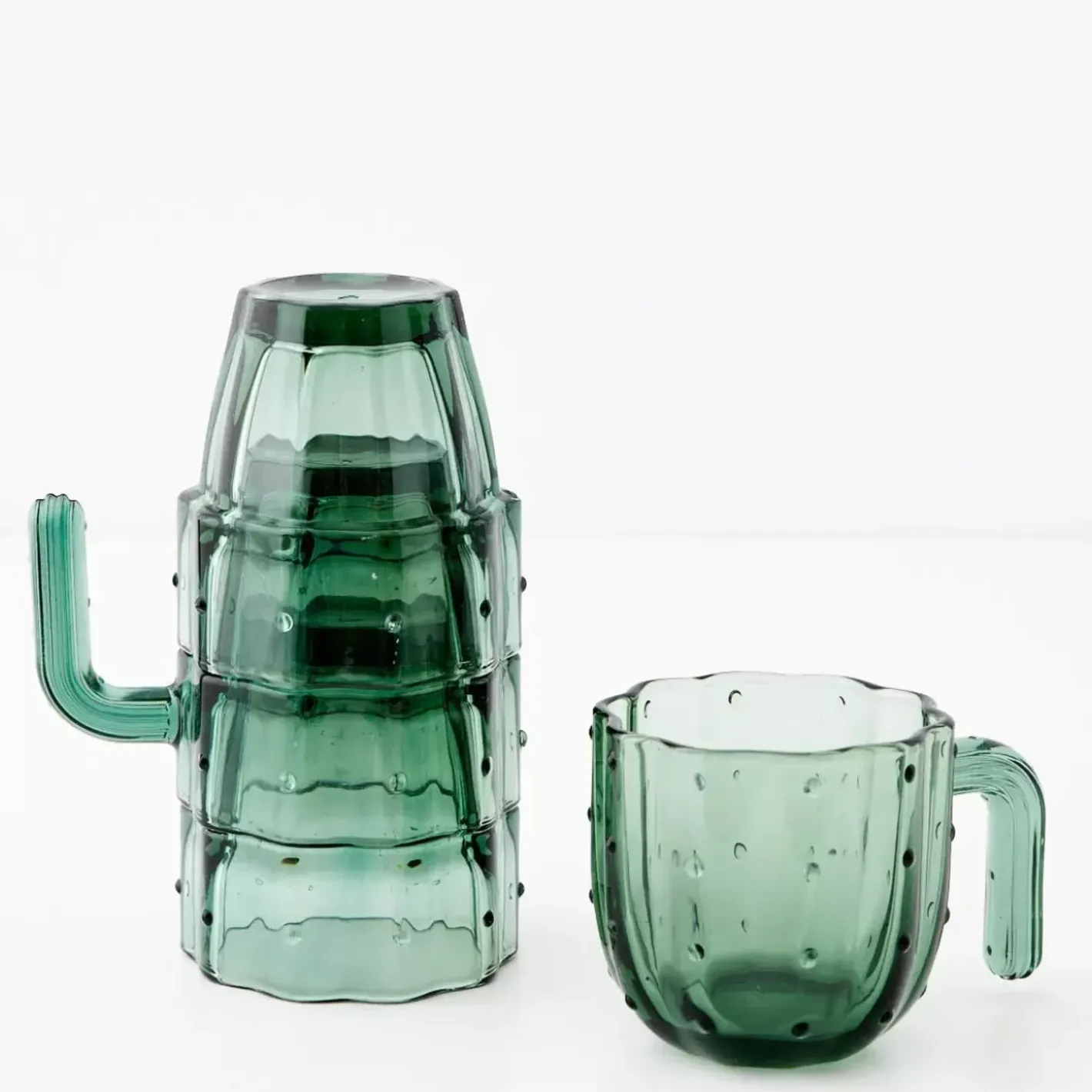 Discount Saguaro Cactus Glass Set Of 4 Green Drinkware