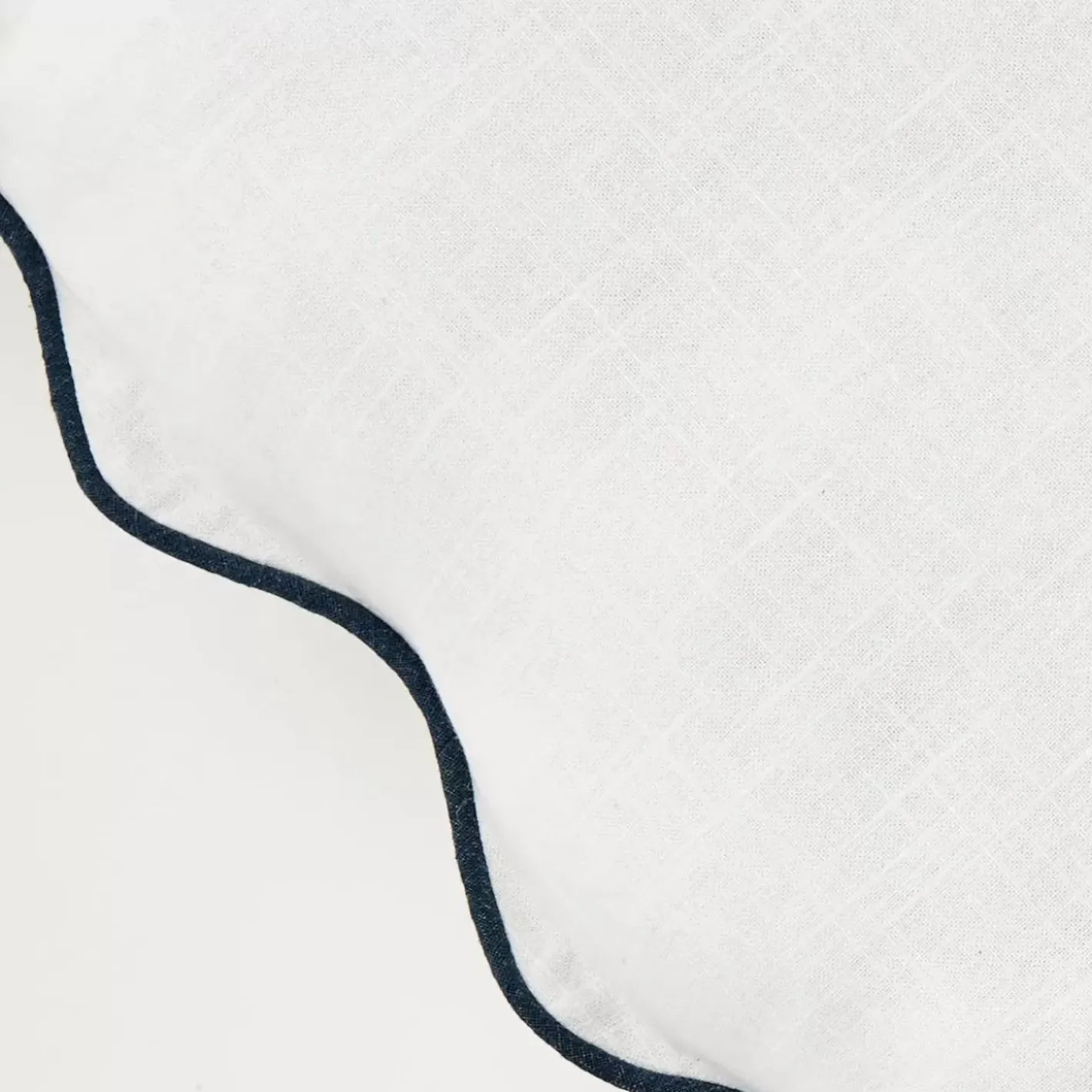 New Scalloped Cotton Cushion With Insert White/Navy Cushions & Throws