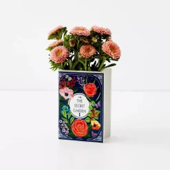 Clearance Secret Garden Ceramic Book Vase Navy Vases