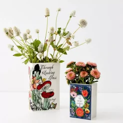 Clearance Secret Garden Ceramic Book Vase Navy Vases