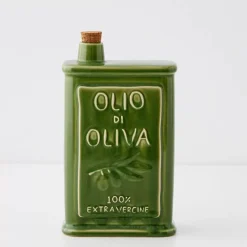 Hot Sicilian Ceramic Olive Oil Bottle Green Kitchen Accessories