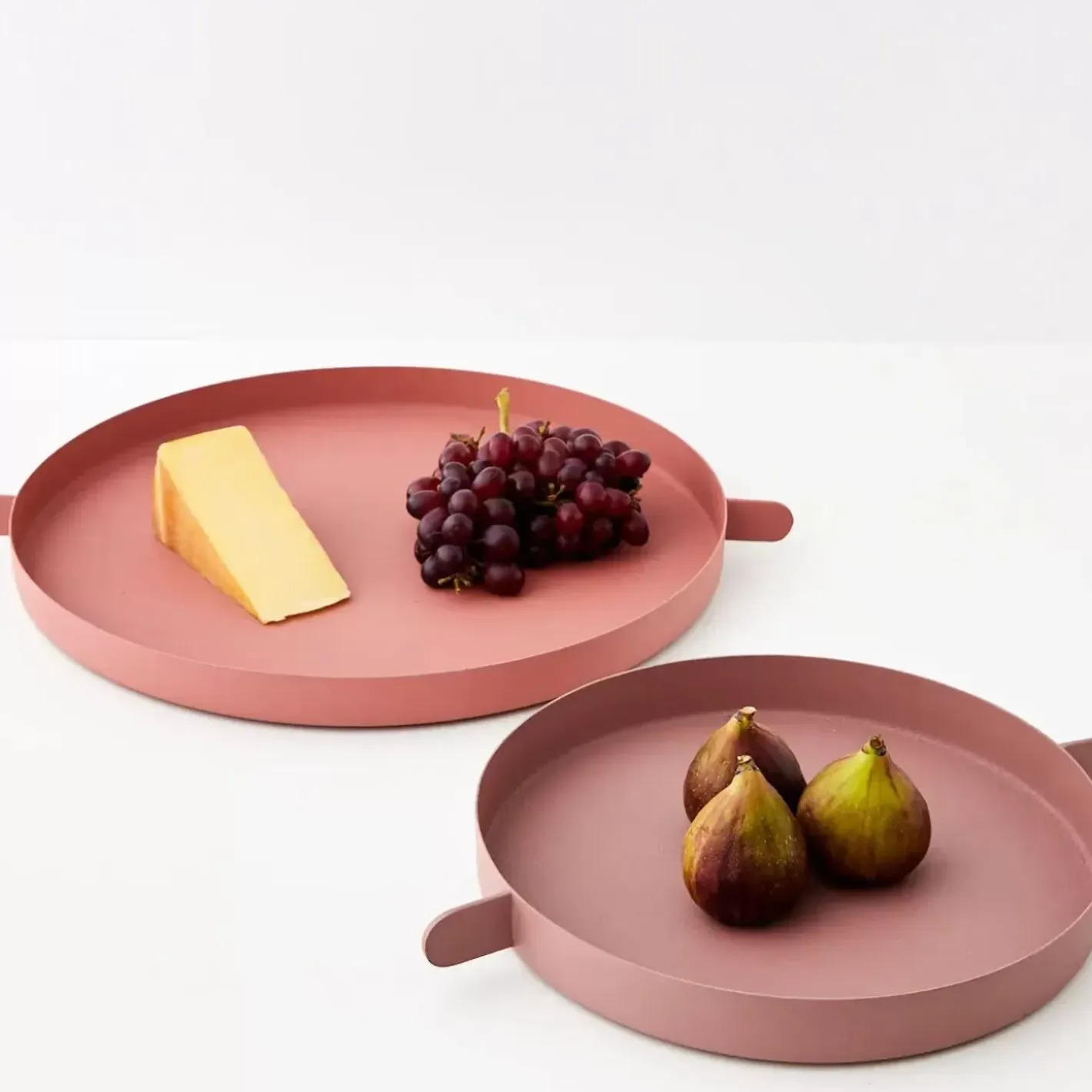 Outlet Stackable Metal Serving Tray Set Of 2 Dusty Pink Serveware