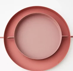 Outlet Stackable Metal Serving Tray Set Of 2 Dusty Pink Serveware