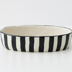 Outlet Stripe Shallow Ceramic Serving Bowl Serveware