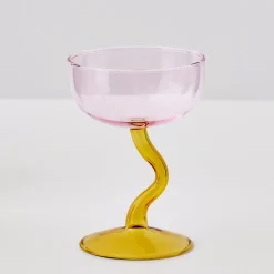 Discount Swirl Stem Cocktail Glass Pink/Amber Cocktail Glasses