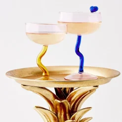 Sale Swirl Stem Cocktail Glass Pink/Blue Cocktail Glasses