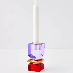 Outlet Technicolour Crystal Taper Candle Holder Purple Red Candle Holders