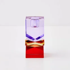Outlet Technicolour Crystal Taper Candle Holder Purple Red Candle Holders