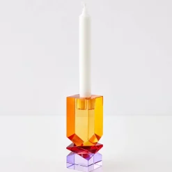 Outlet Technicolour Crystal Taper Candle Holder Amber Purple Candle Holders