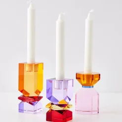 Outlet Technicolour Crystal Taper Candle Holder Amber Purple Candle Holders