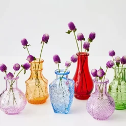 Sale Vintage Bud Coloured Glass Vase Set 6 Vases