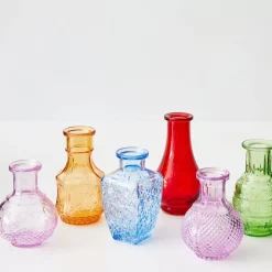 Sale Vintage Bud Coloured Glass Vase Set 6 Vases