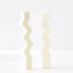 Sale Zigzag Taper Candle White 2 Pack Candles